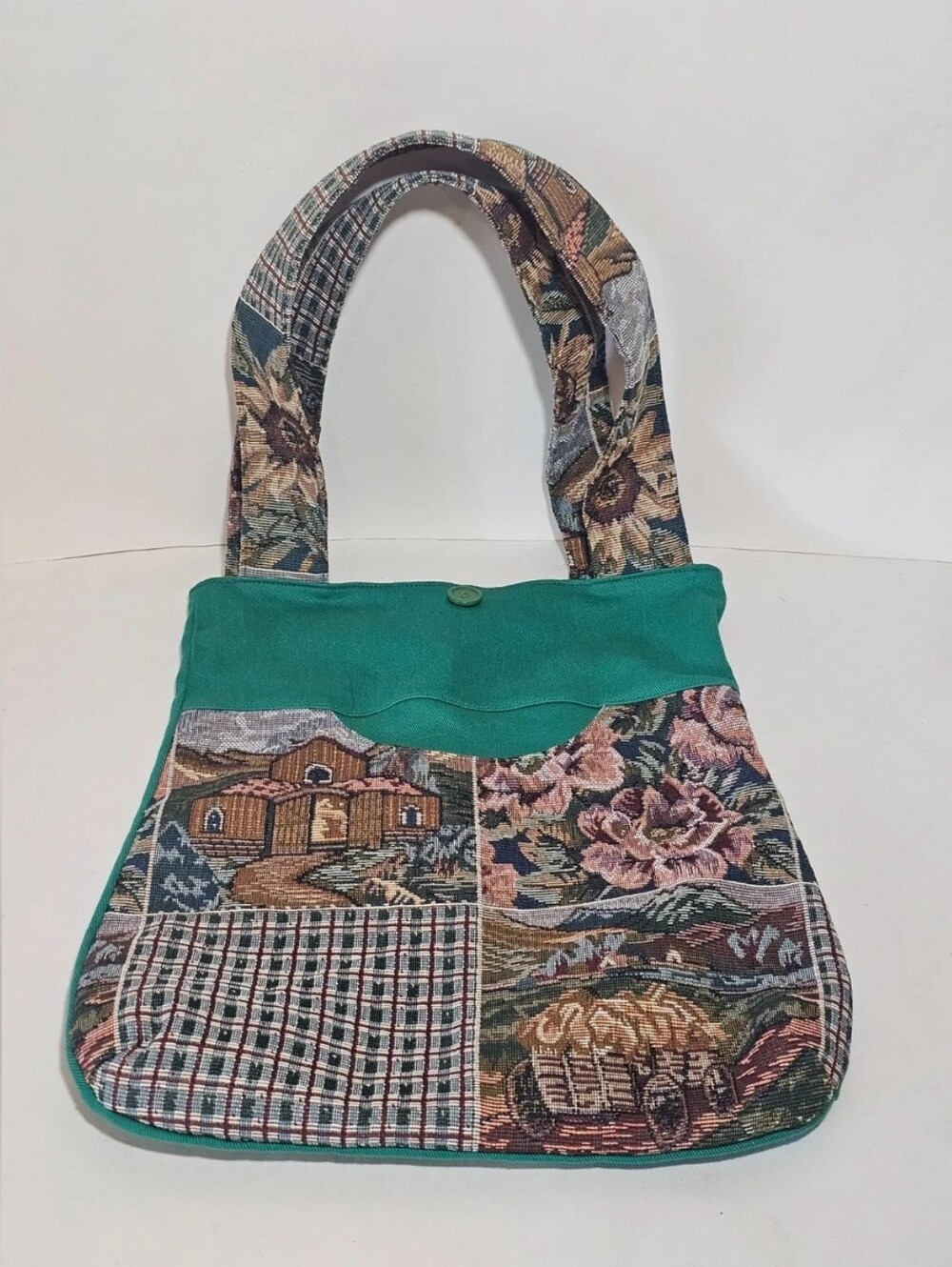 Vintage Woven Tapestry Sunflower Tote Bag Floral Cottagecore Boho Grandmacore